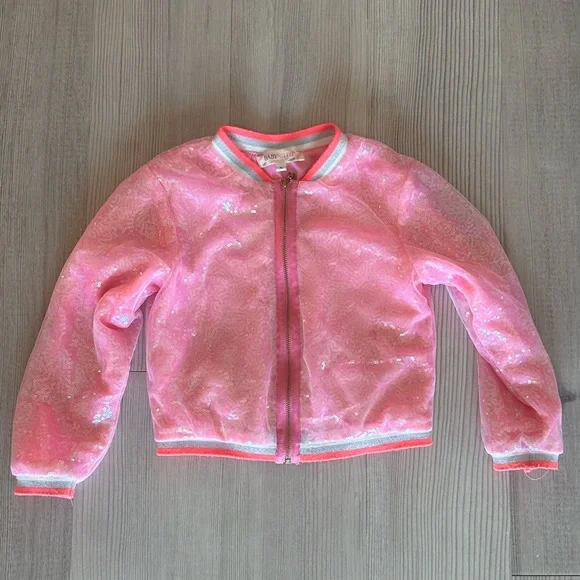 Veste Bomber Pailletée Baby Sara Taille 4 - Rose, Fermeture éclair - Occasion Très Bon état